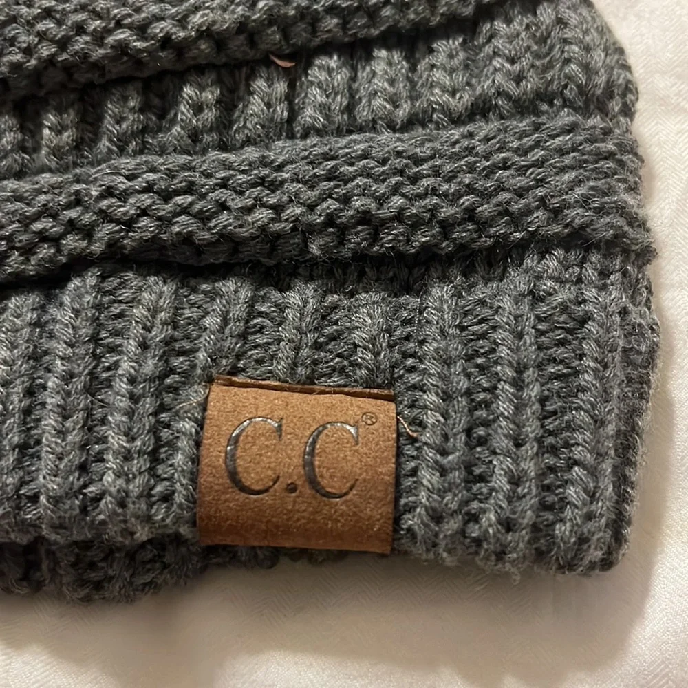 C.C. Gray beanie with pompon